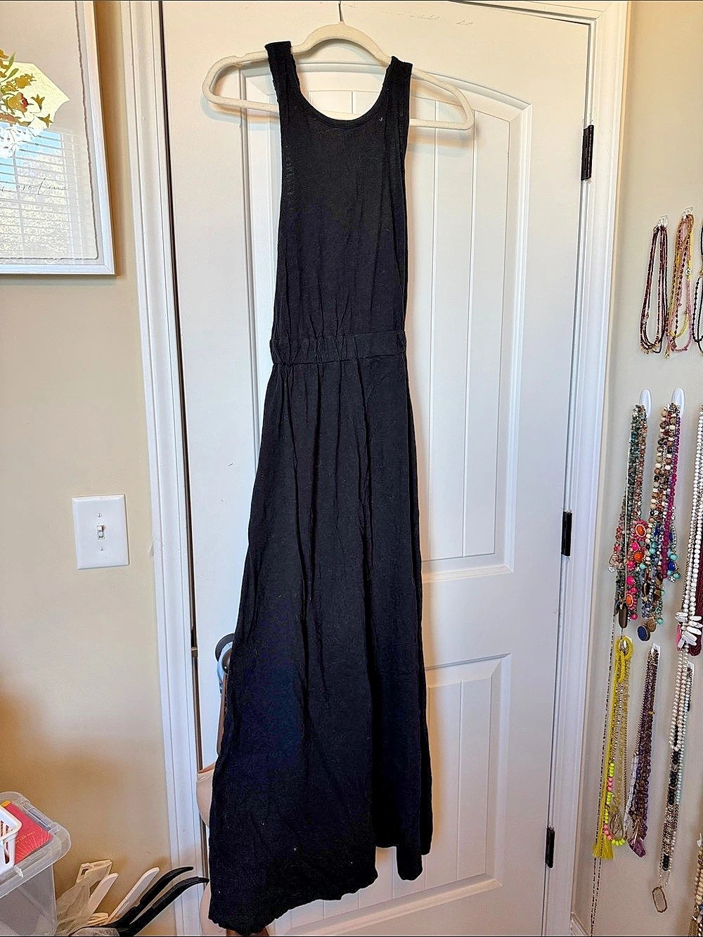Loft Tank Cross Strap Maxi Dress Black